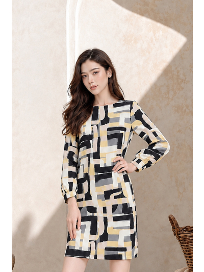 Sofia Lemon Grid Dress